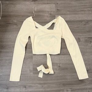 Elegant Cream Long Sleeve Women's Top